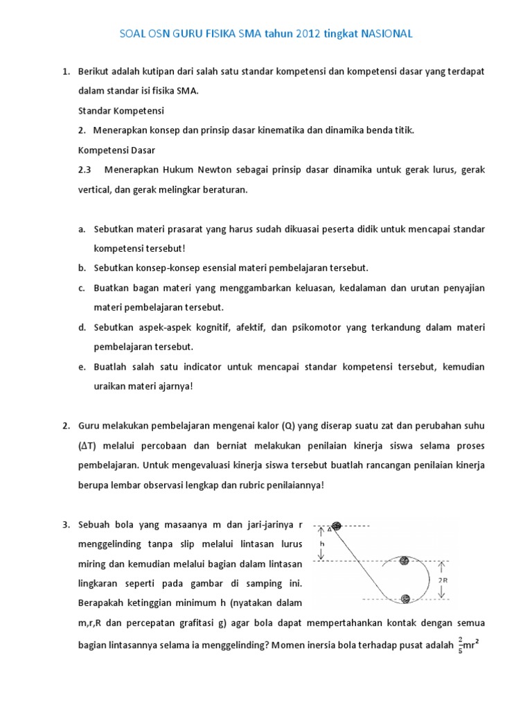 Contoh Soal Fisika Osk