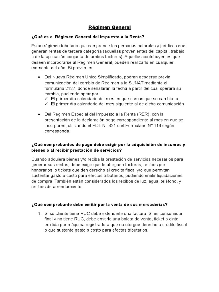 Régimen General del Impuesto a la Renta | PDF | Impuestos | Contabilidad