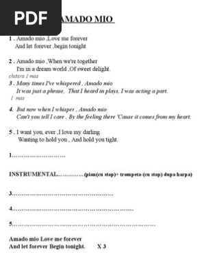 Amado Mio This title is a cover of amado mio as made famous by pink martini. scribd