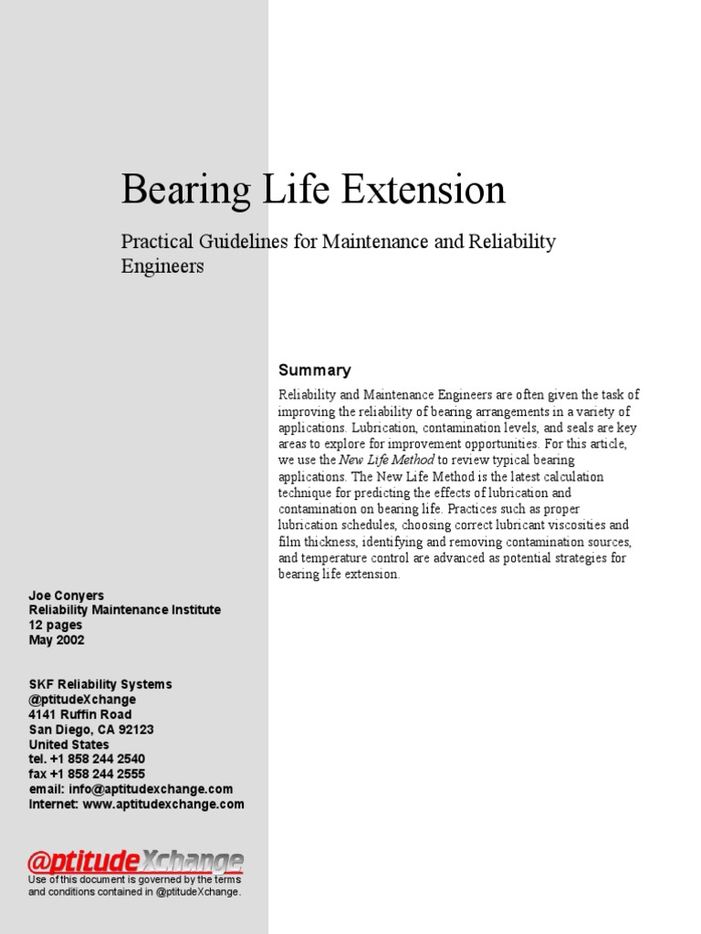 Bearing Life Calculation Bearing (Mechanical) Reliability Engineering