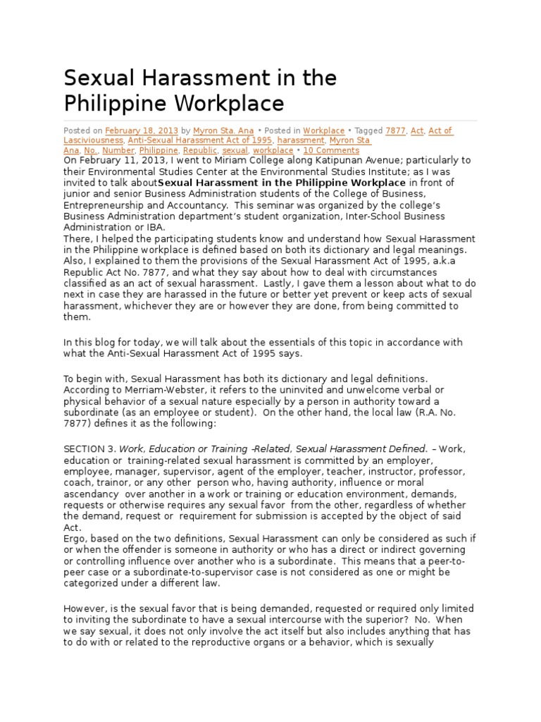 sexual harassment in the philippines research paper