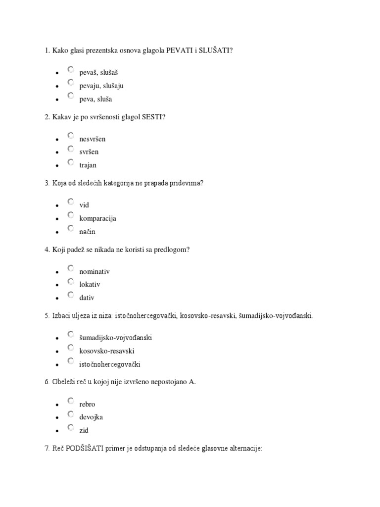 Test Iz Srpskog Jezika Za 5 | PDF