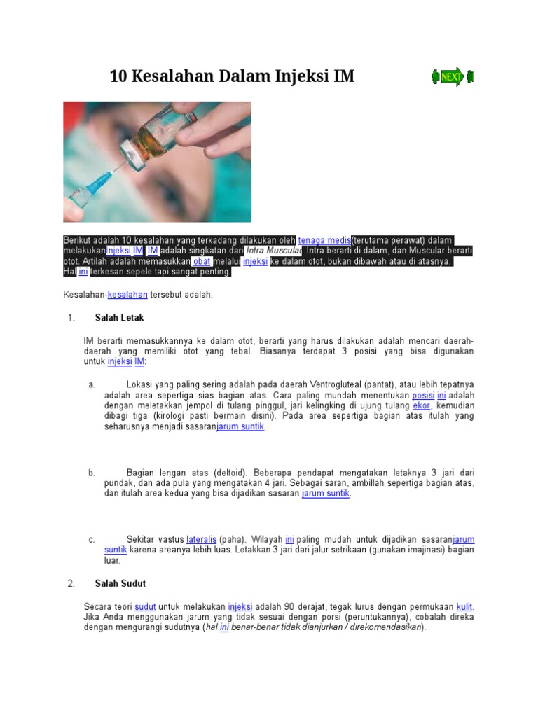 Kesalahan Umum Injeksi IM pada Perawat | PDF