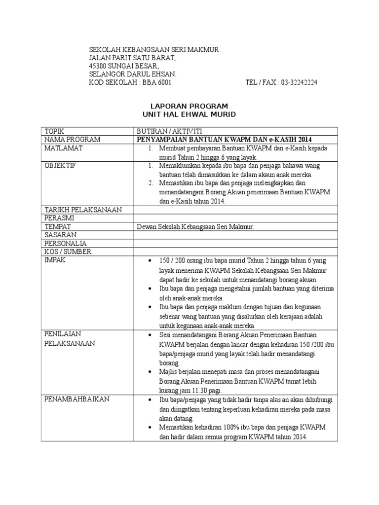 Laporan Program Kwapm  PDF