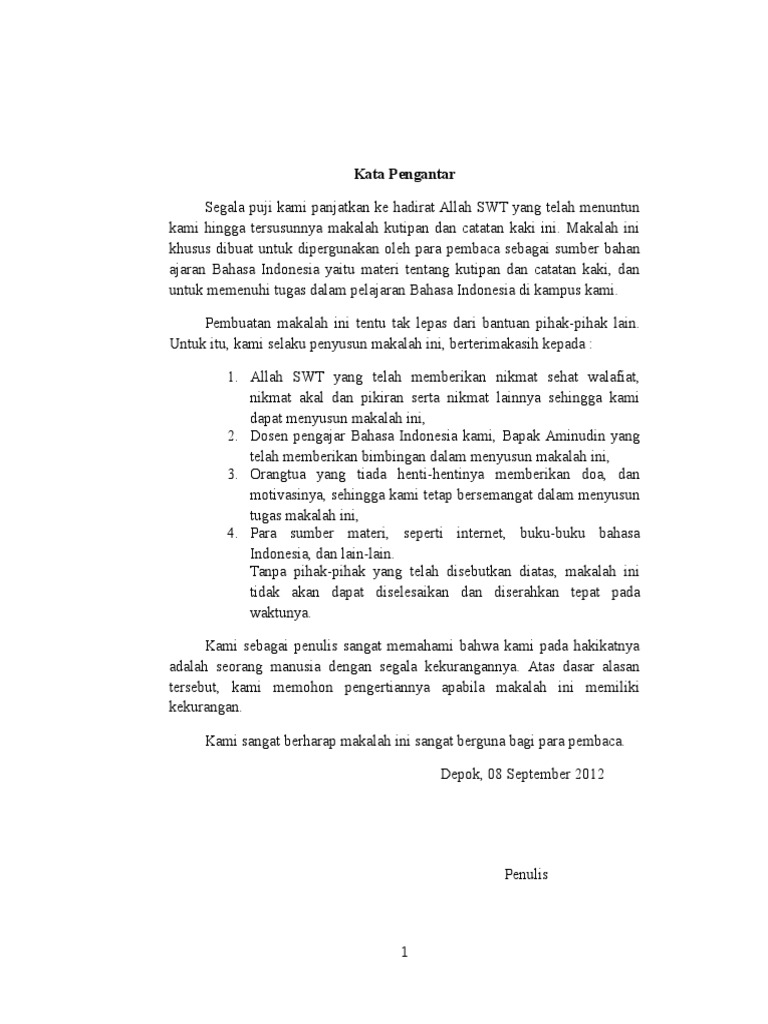 Contoh Makalah Yang Menggunakan Footnote Dikdasmen