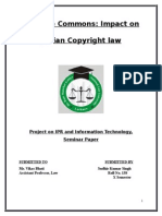 Creative Commons: Impact On: Project On IPR and Information Technology, Seminar Paper