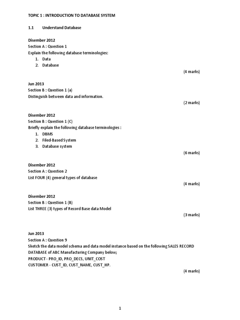 Rumusan Soalan Exam EC601-ToPIC 1 Database | PDF | Databases ...