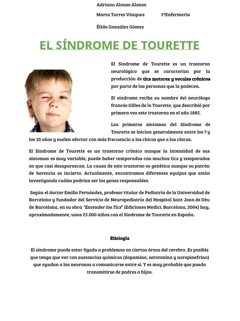 Sindrome de Tourette | PDF | Síndrome de Tourette | Psicología clínica