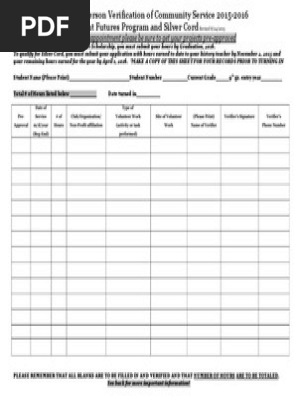 Community Service Validation Form Updated 5-4-2015
