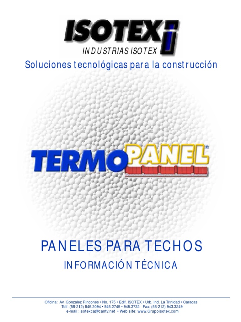 Paneles TERMOPANEL para Techos Isotex | PDF | Materiales de ...