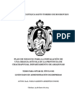 Plan de Negocio para La Instalación de Una Granja Avicola