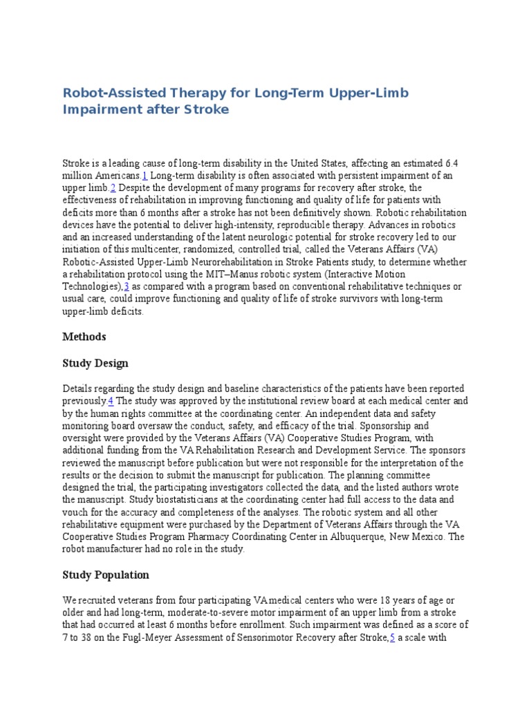 Robot-Assisted Therapy For Long-Term Upper-Limb Impairment After Stroke ...