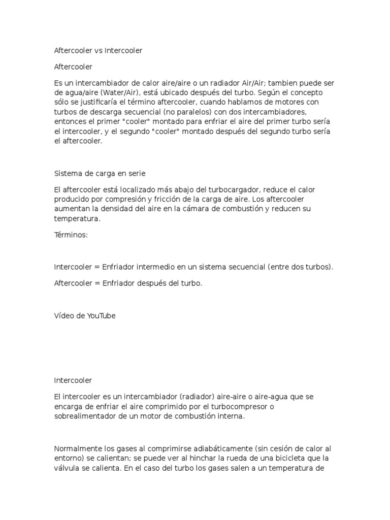 Aftercooler Vs Intercooler PDF Tecnología de vehículos