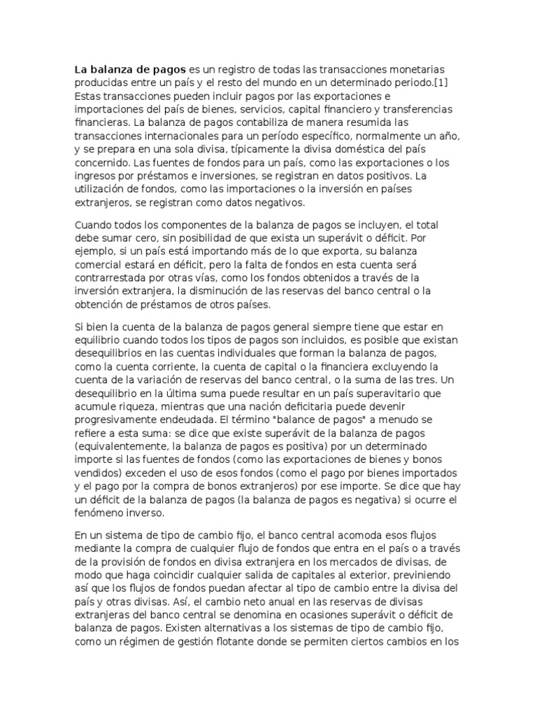 Estructura y Función de la Balanza de Pagos | PDF | Balance de pagos ...