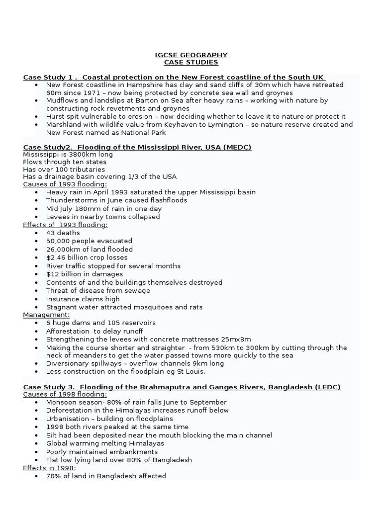 IGCSE Geography Case Studies Overview | PDF | Hutu | Rwanda