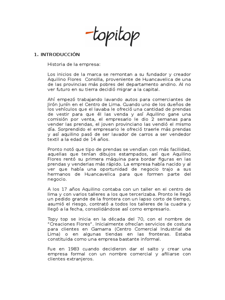 Historia y Éxito de Topitop | PDF | Producto (Negocio) | Calidad ...