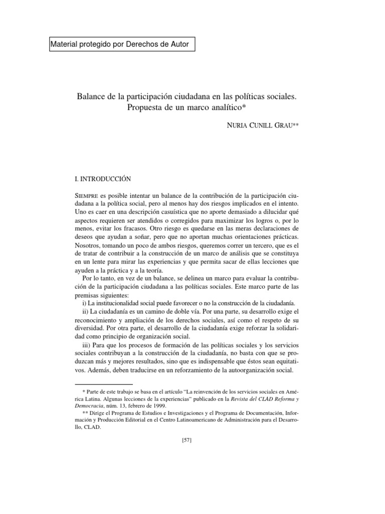 Balance de la participación ciudadana | PDF | Trabajo Social | Estado ...