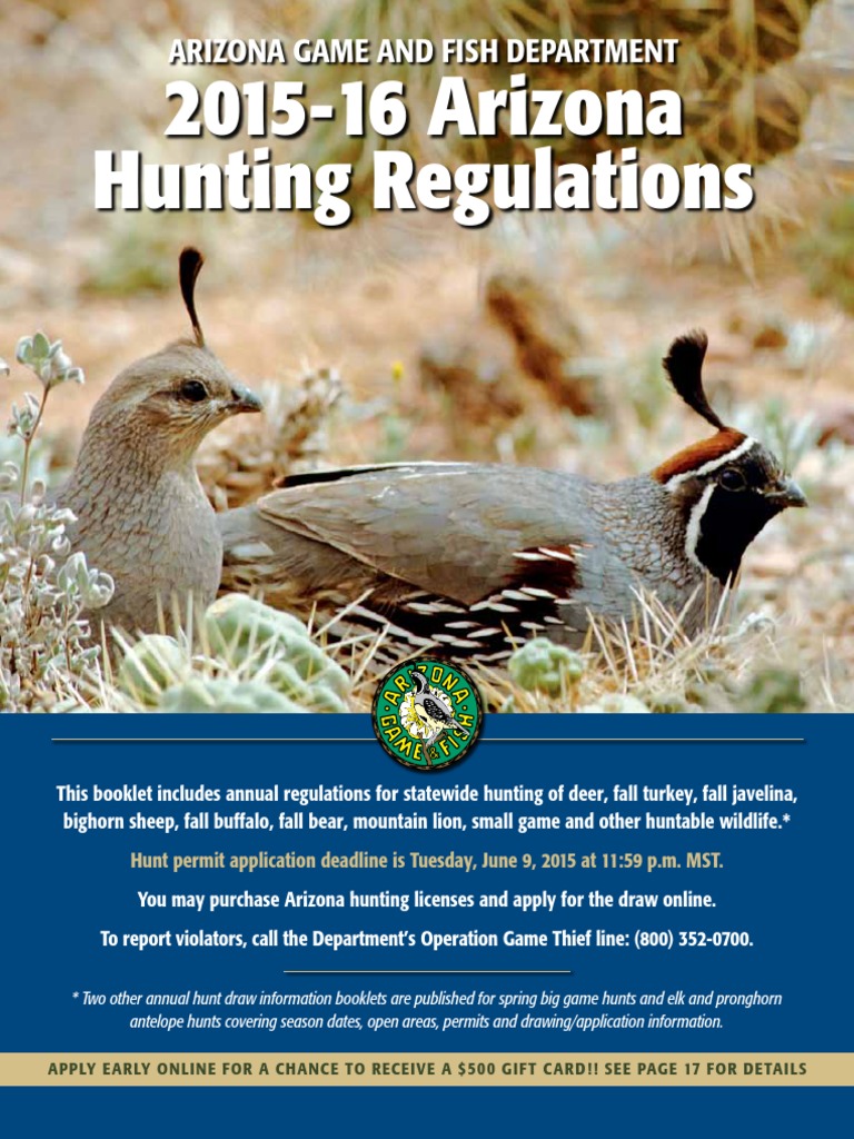 201516 Arizona Hunting Regulations PDF Hunting Angling