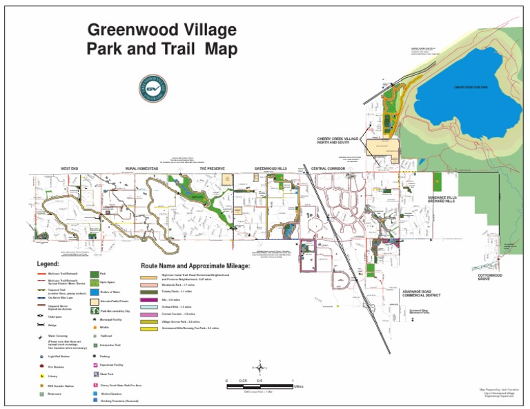 Greenwood Village Park and Trail Map Route Name and Approximate