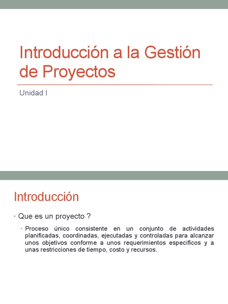 Introducción A La Gestión de Proyectos PDF | PDF | Proceso de ...