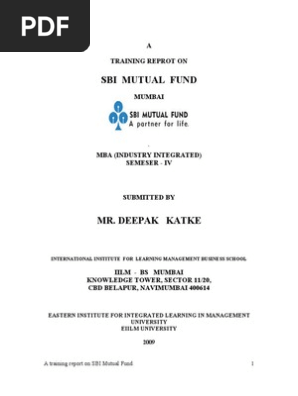 Deepak Training Report on SBI MF