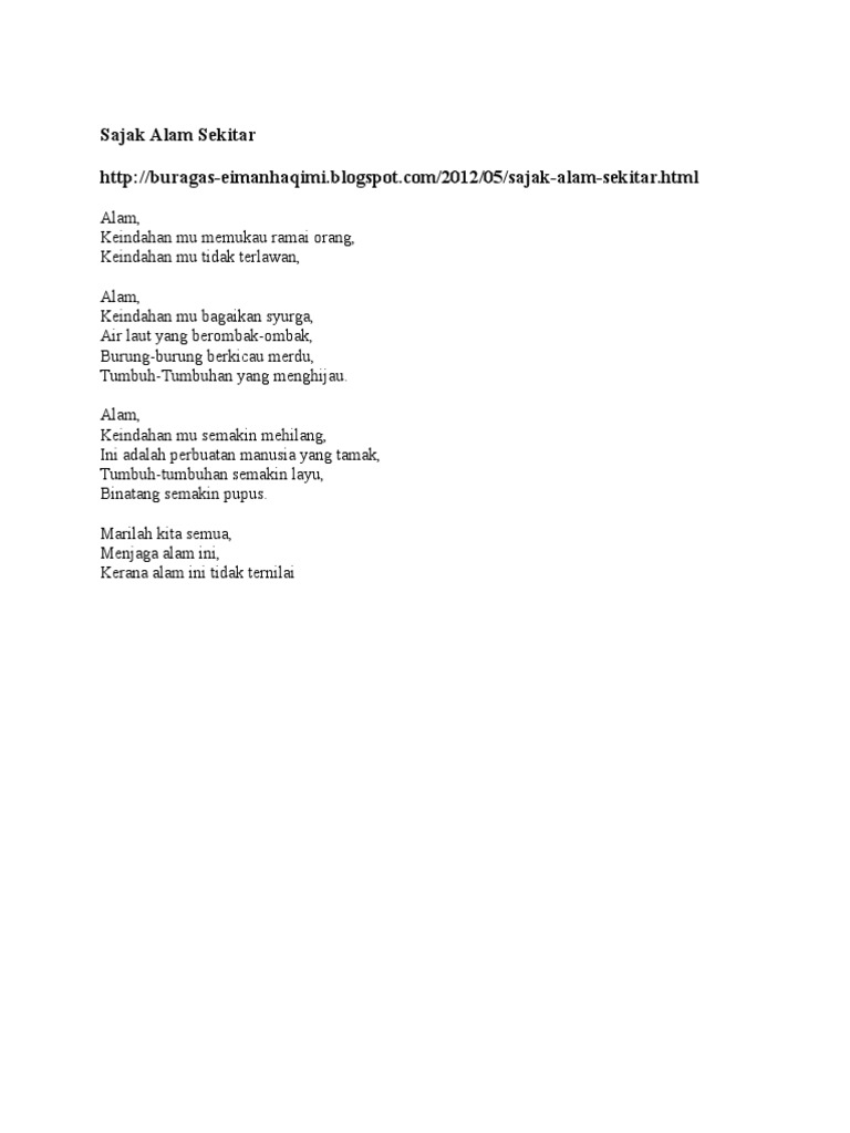 Sajak Alam Sekitar Pdf