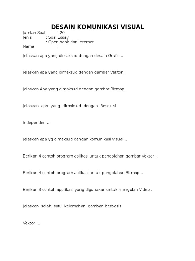 Soal Desain Komunikasi Visual