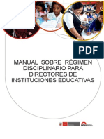 Manual Sobre Régimen Disciplinario Para Directores de Instituciones Educativas
