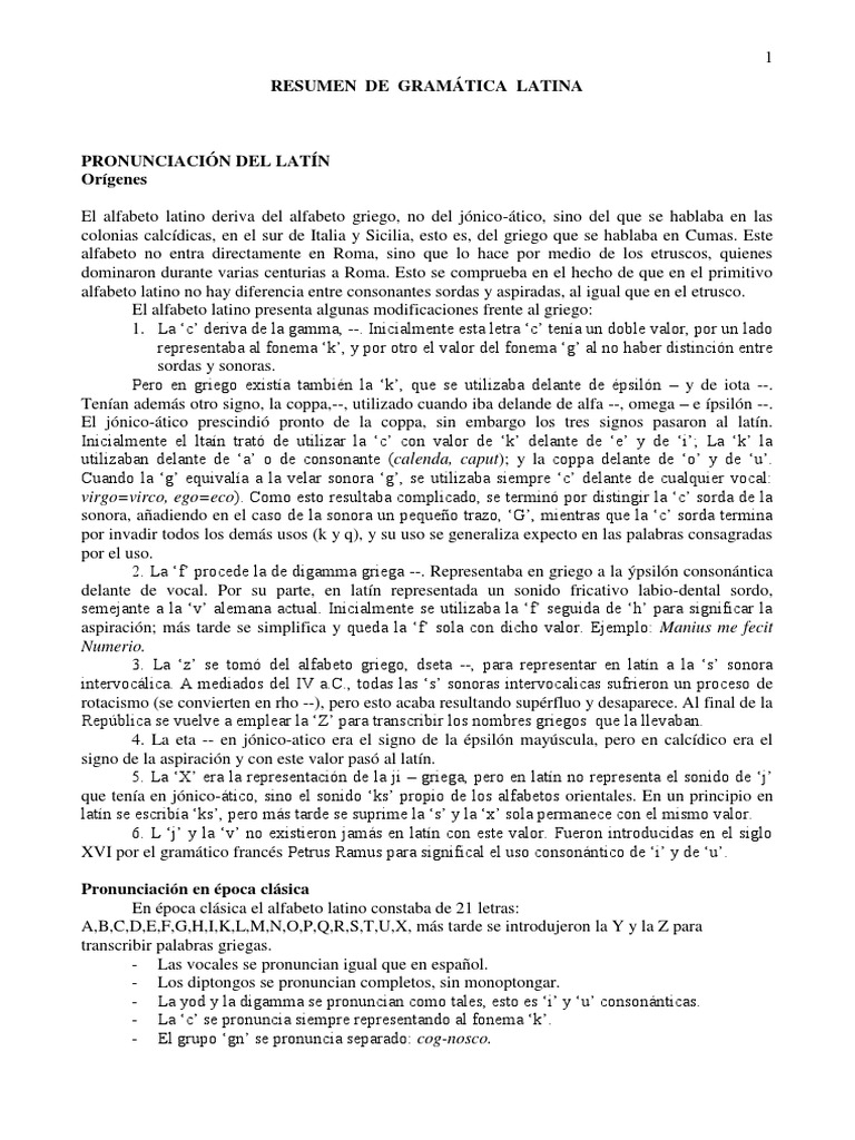 Gramática Latina Pdf Latín Verbo
