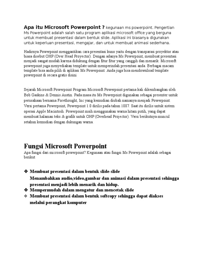 Pengertian dan Fungsi Microsoft PowerPoint | PDF
