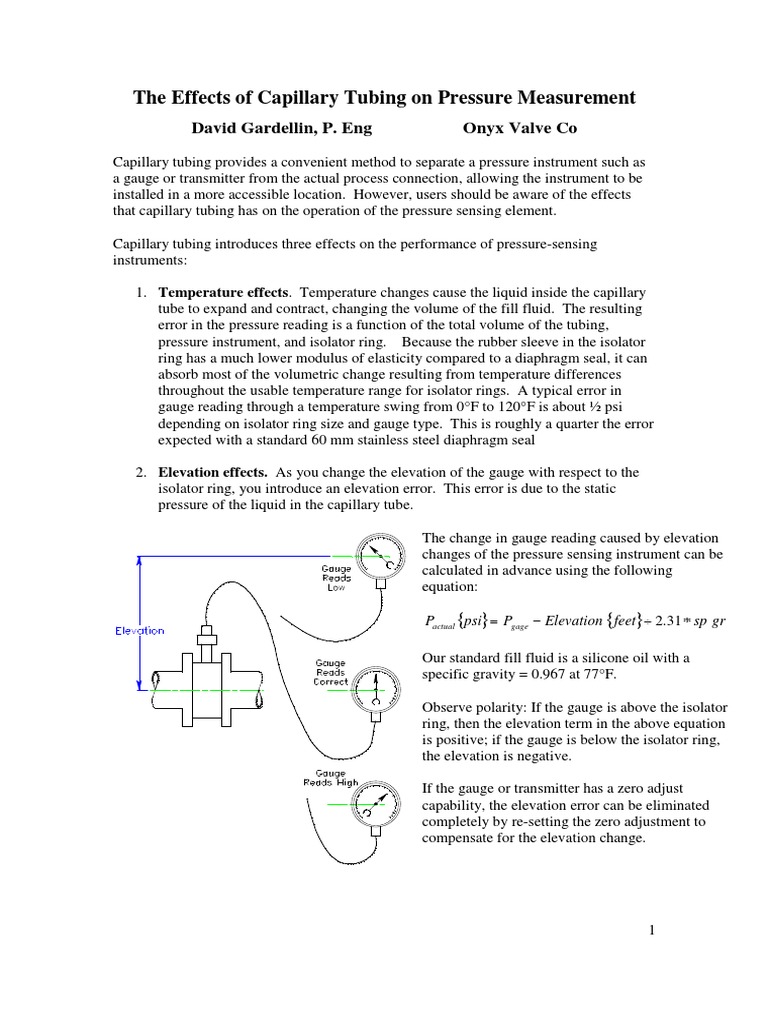 Effect of Capillary Tubing on Pressure Measurement, Gardellian