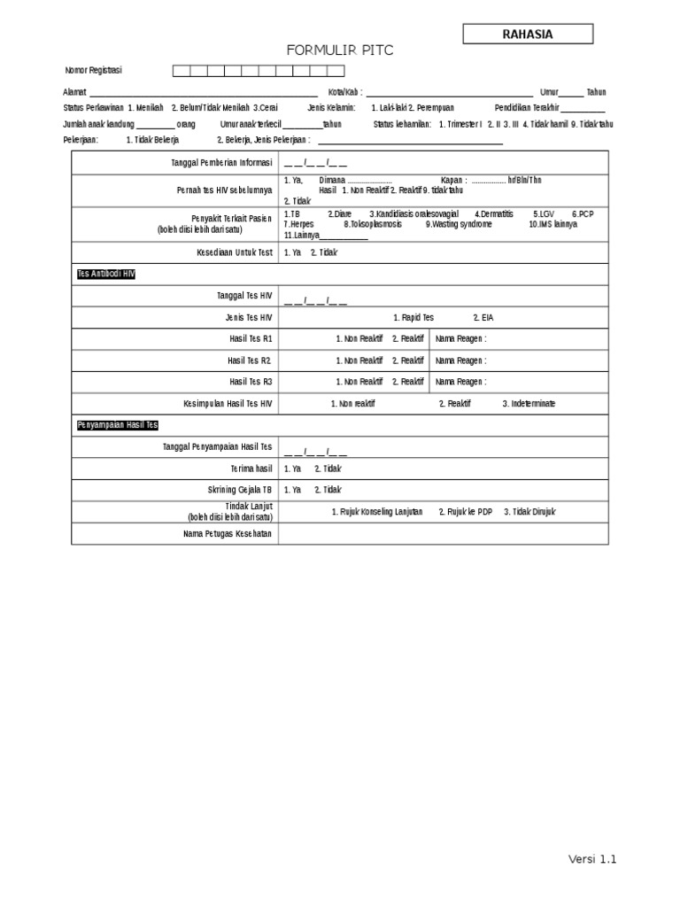 Formulir PITC untuk Kandidiasis Oralesovagial | PDF | Karier ...