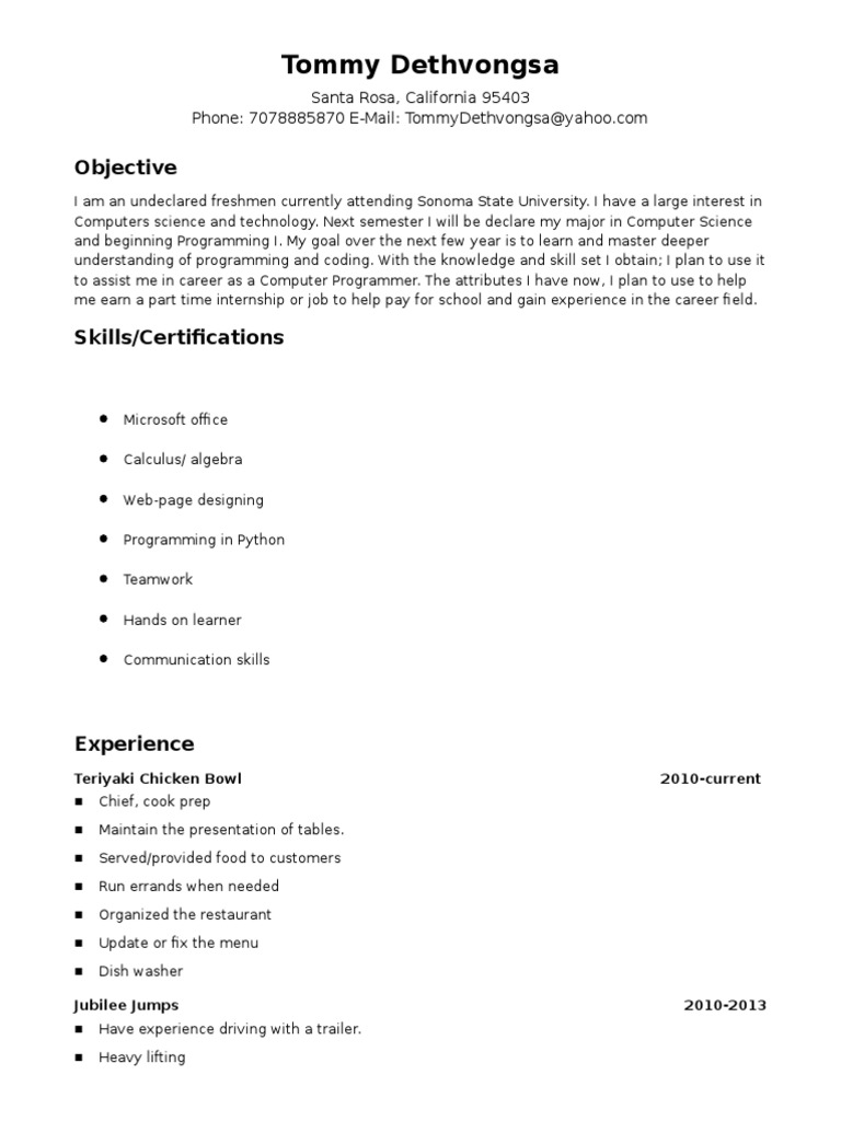 Computer Science Student Resume | PDF