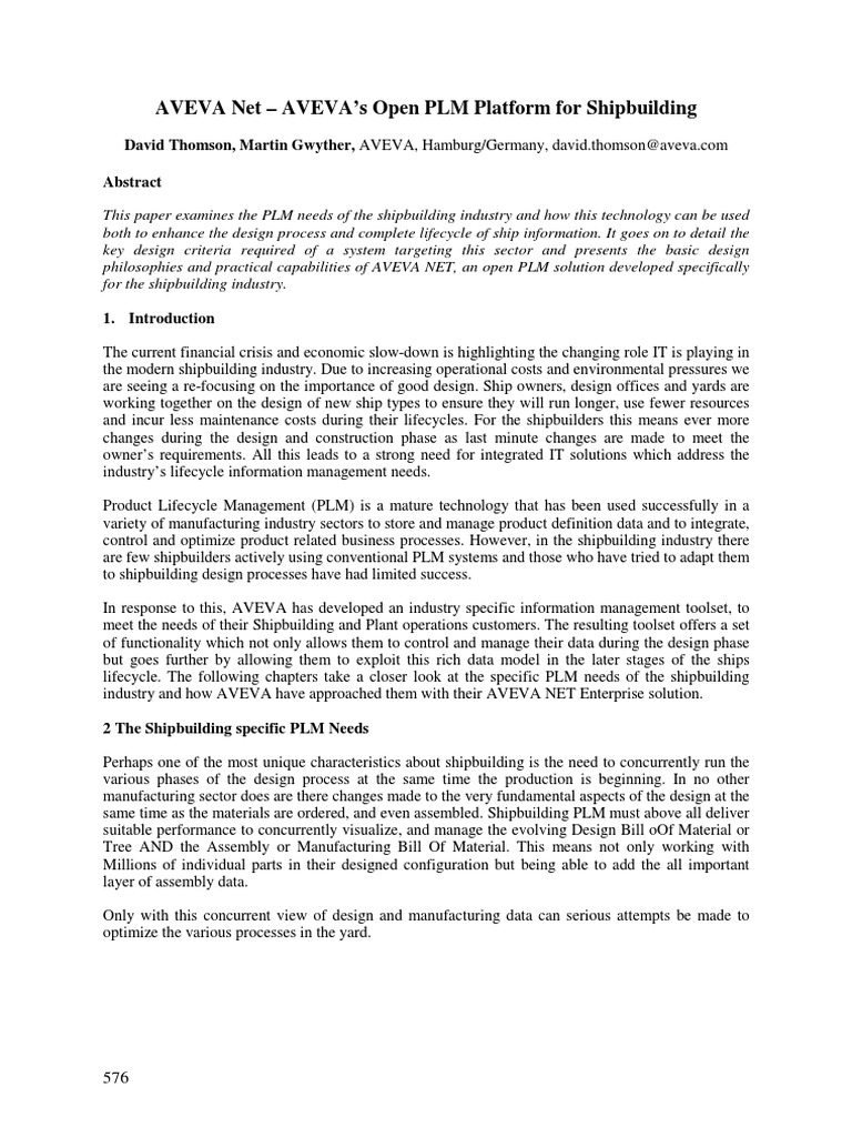 AVEVA NET: PLM for Shipbuilding Solutions | PDF | Product Lifecycle ...
