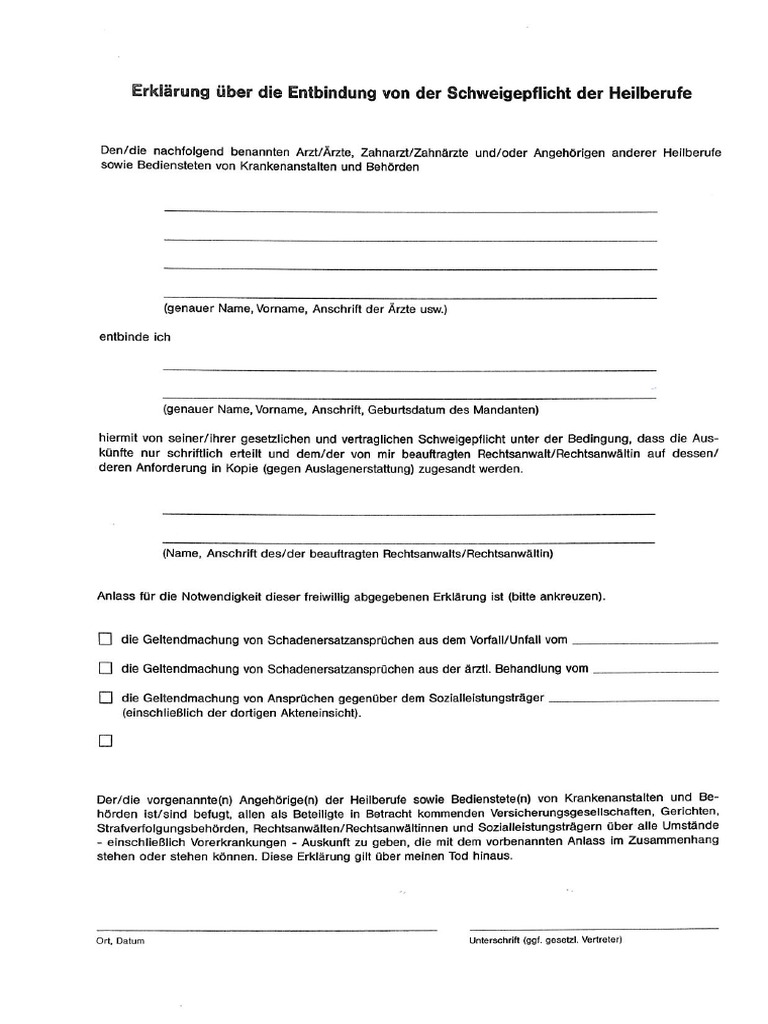  Schweigepflichtentbindung 