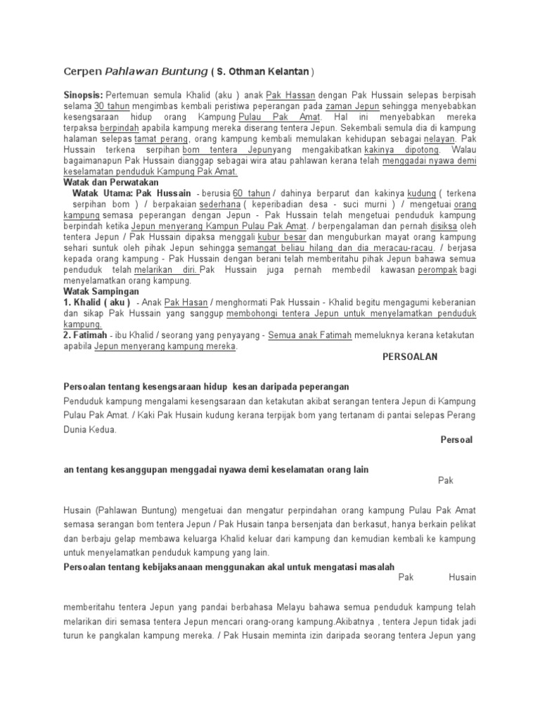 Cerpen Pahlawan Buntong