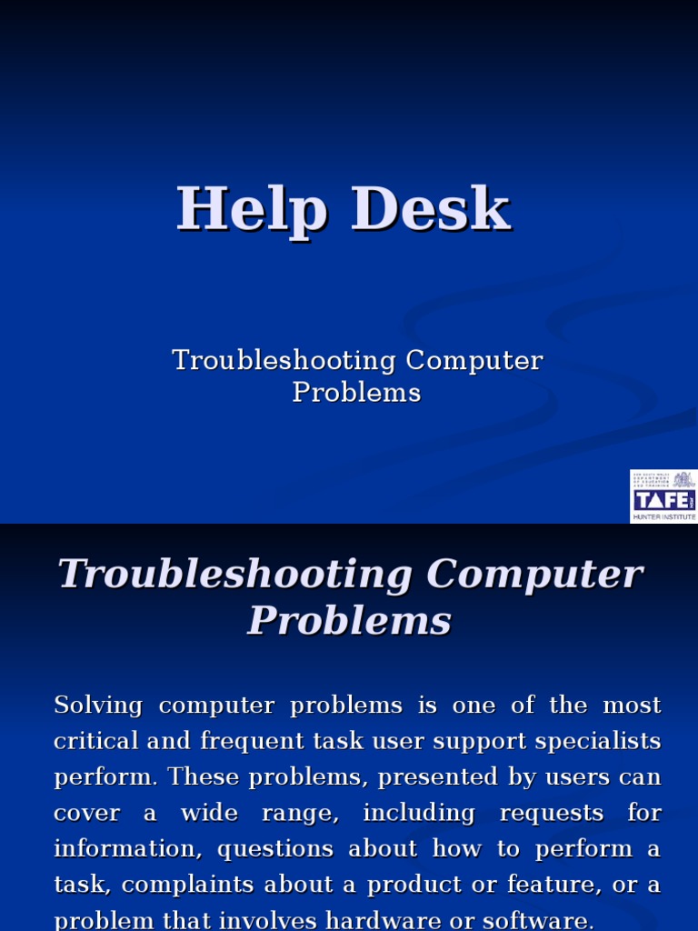 Help Desk 03 Troubleshooting Computer Problems | Troubleshooting ...