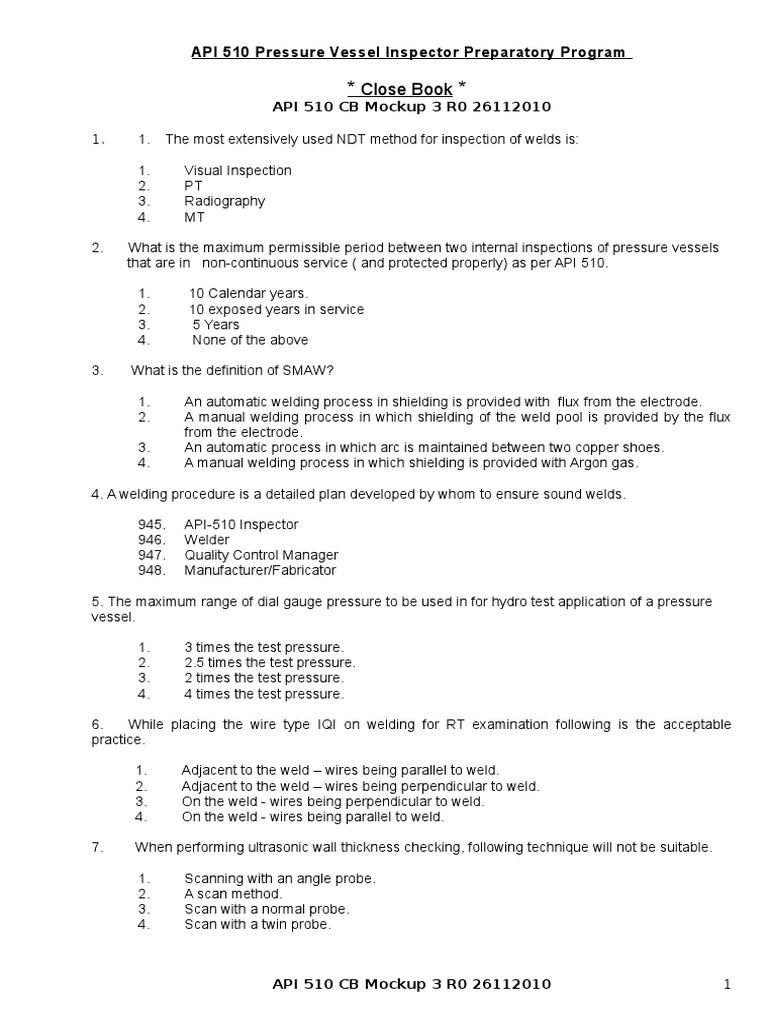 API 510 Inspector Exam Prep Guide | PDF | Welding | Construction
