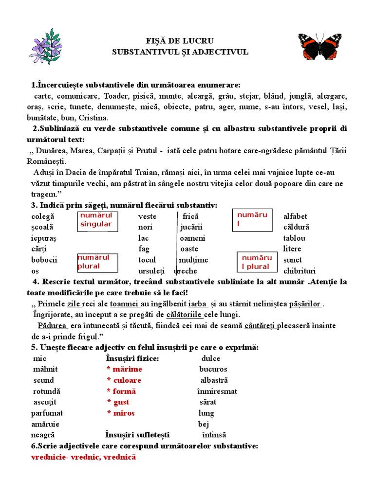 fisa de lucru  substantivul si adjectivul.doc