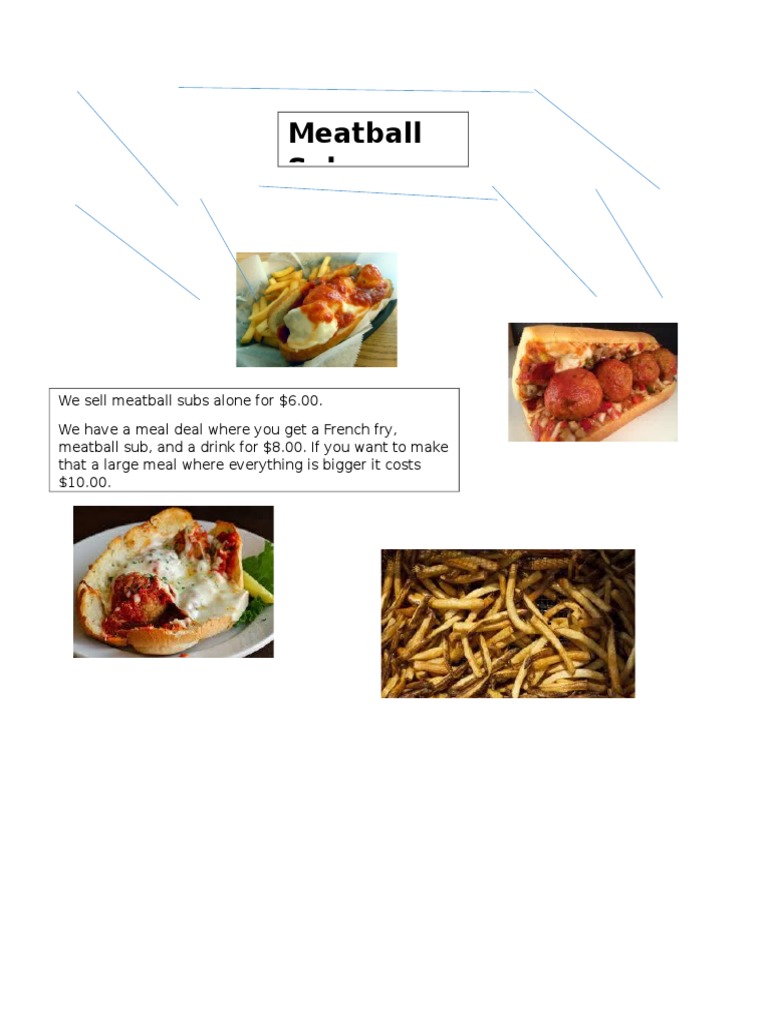Meatball Subs and Meal Deals Pricing | PDF | Cooking, Food & Wine