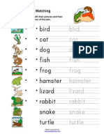 Pets Matching: Match The Pets Below With Their Pictures and Then Practice Writing The Names of The Pets
