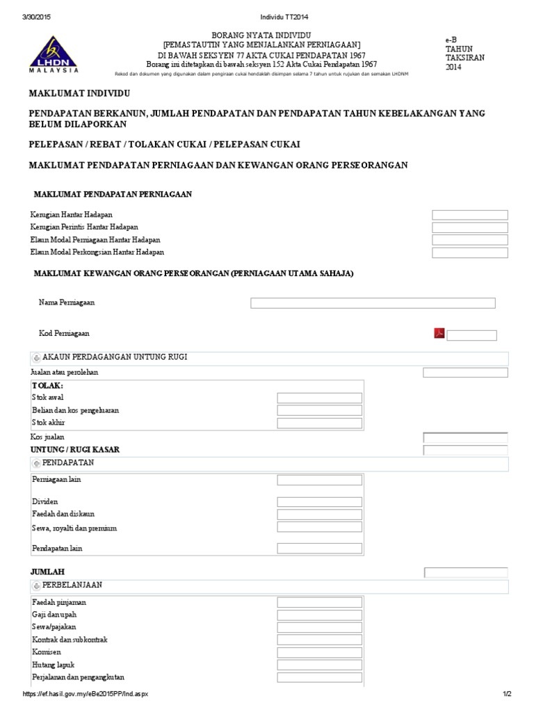 Contoh Borang Lhdn Pdf