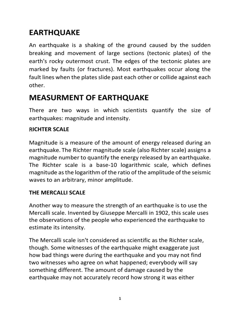 geography essay on earthquakes