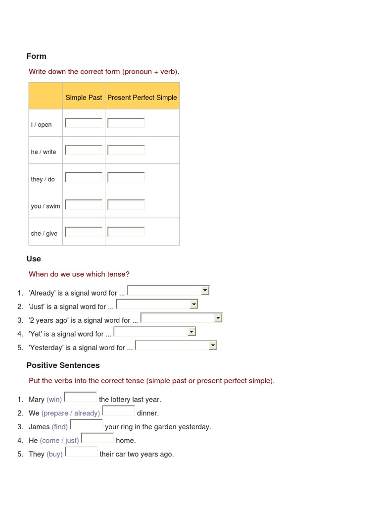Past Simple vs Present Perfect Guide | PDF | Foreign Language Studies | Art