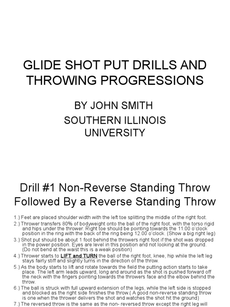 Glide Shot Put Drills and Throwing Progressions PDF Foot Hobbies