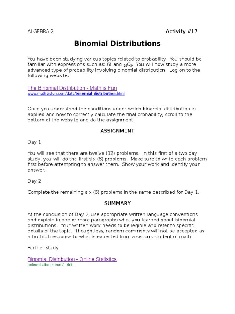 17 Binomial Distributions | PDF