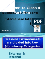 Welcome To Class 4 Part One: Business Environments: External and Internal