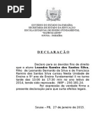 Declaração de Cursou