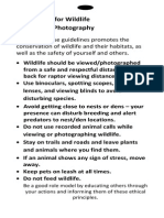 CPW Guidlines For Wildlife Viewing and Photography