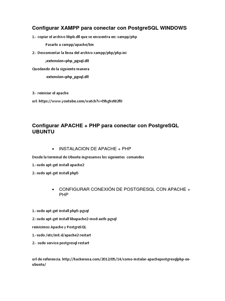 Conectar XAMPP con PostgreSQL en Windows | PDF | Servidor HTTP Apache | Php